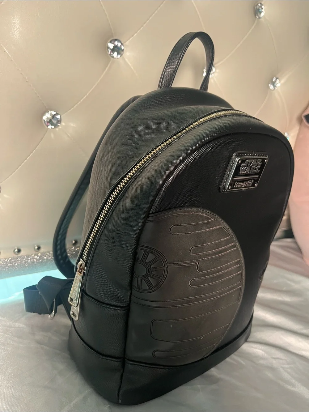 Loungefly Star Wars Black Mini Backpack with Death Star Detail